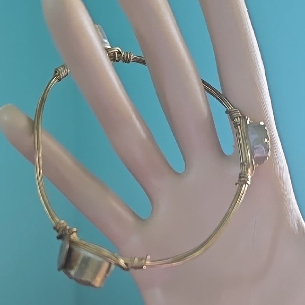Bourbon and Bowties Gold Wire Bracelet with Stone Accents
